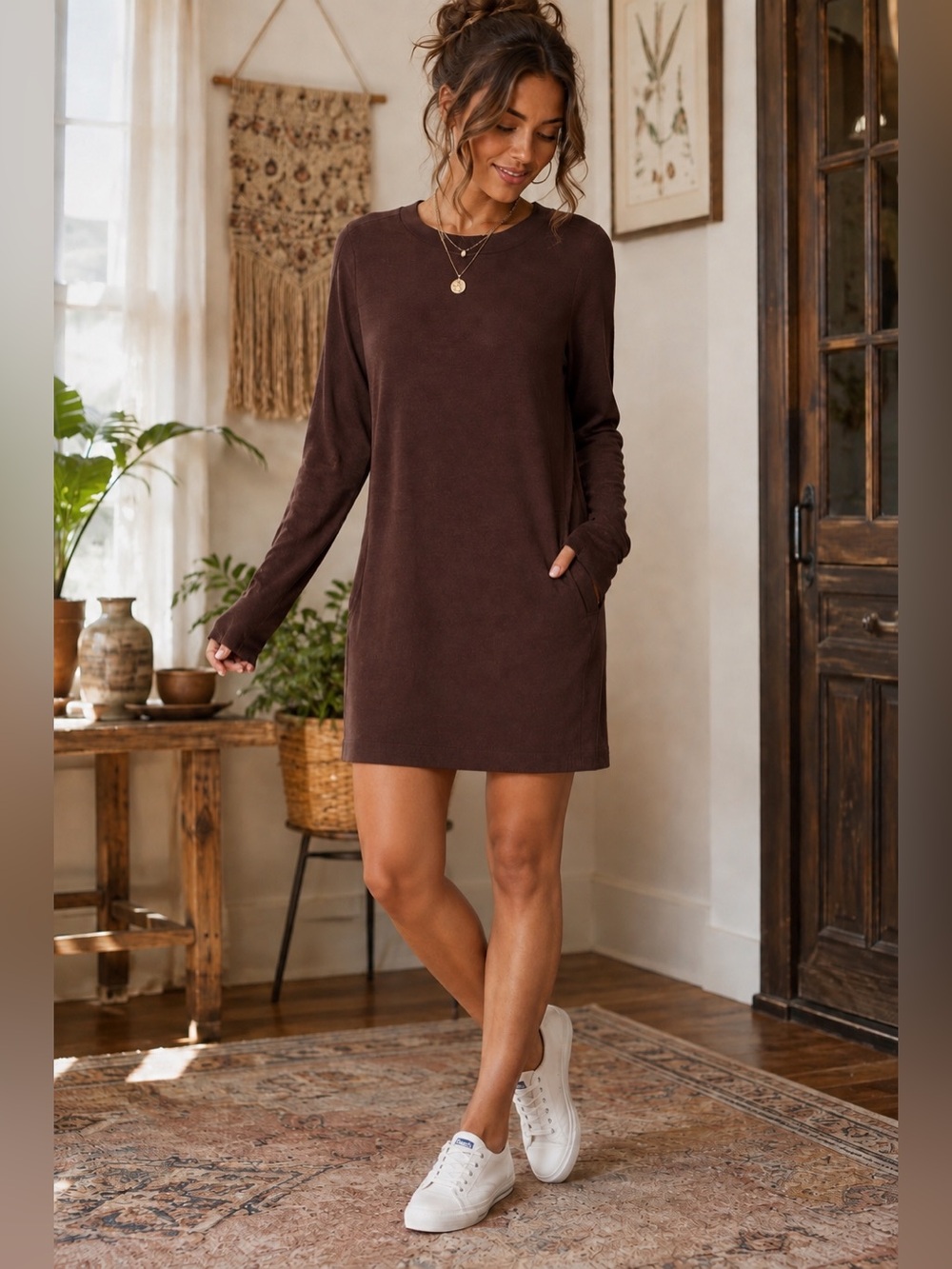 Athleta Balance Dress in Dark Brown